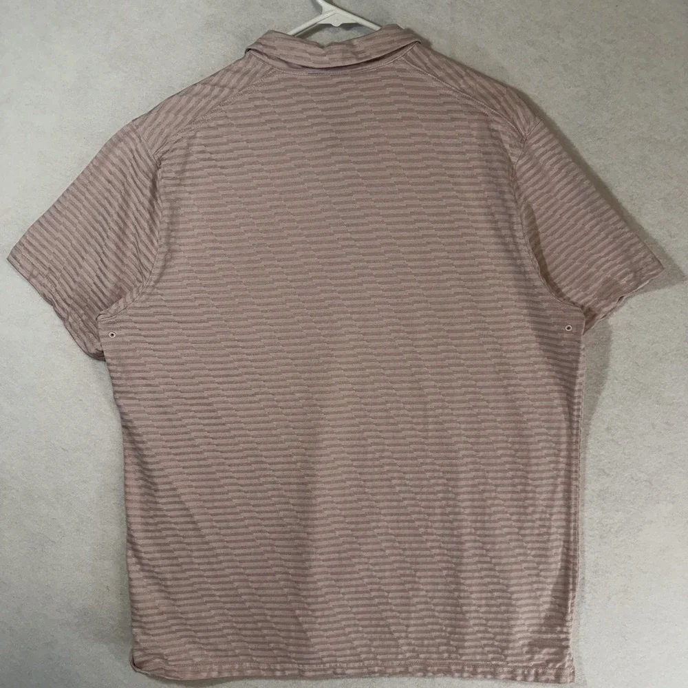 Nike Dri-FIT Standard‎ Fit Polo Shirt Men's L Pink Striped Golf Comfort